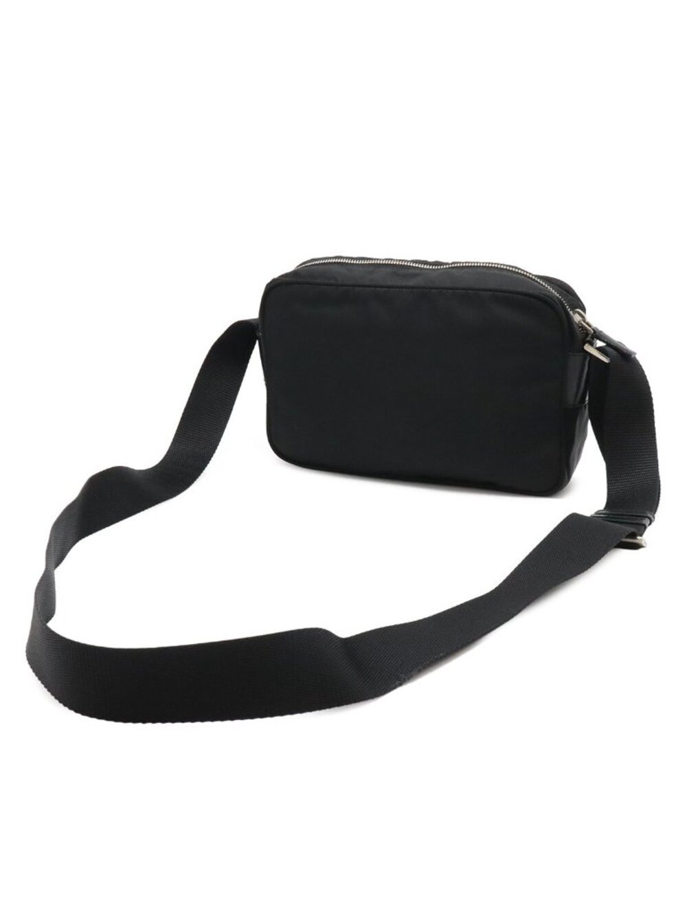 ★SOLD★ Prada Triangle Logo Shoulder Bag Pochette Crossbody Nylon Leather Nero - Picture 2 of 9